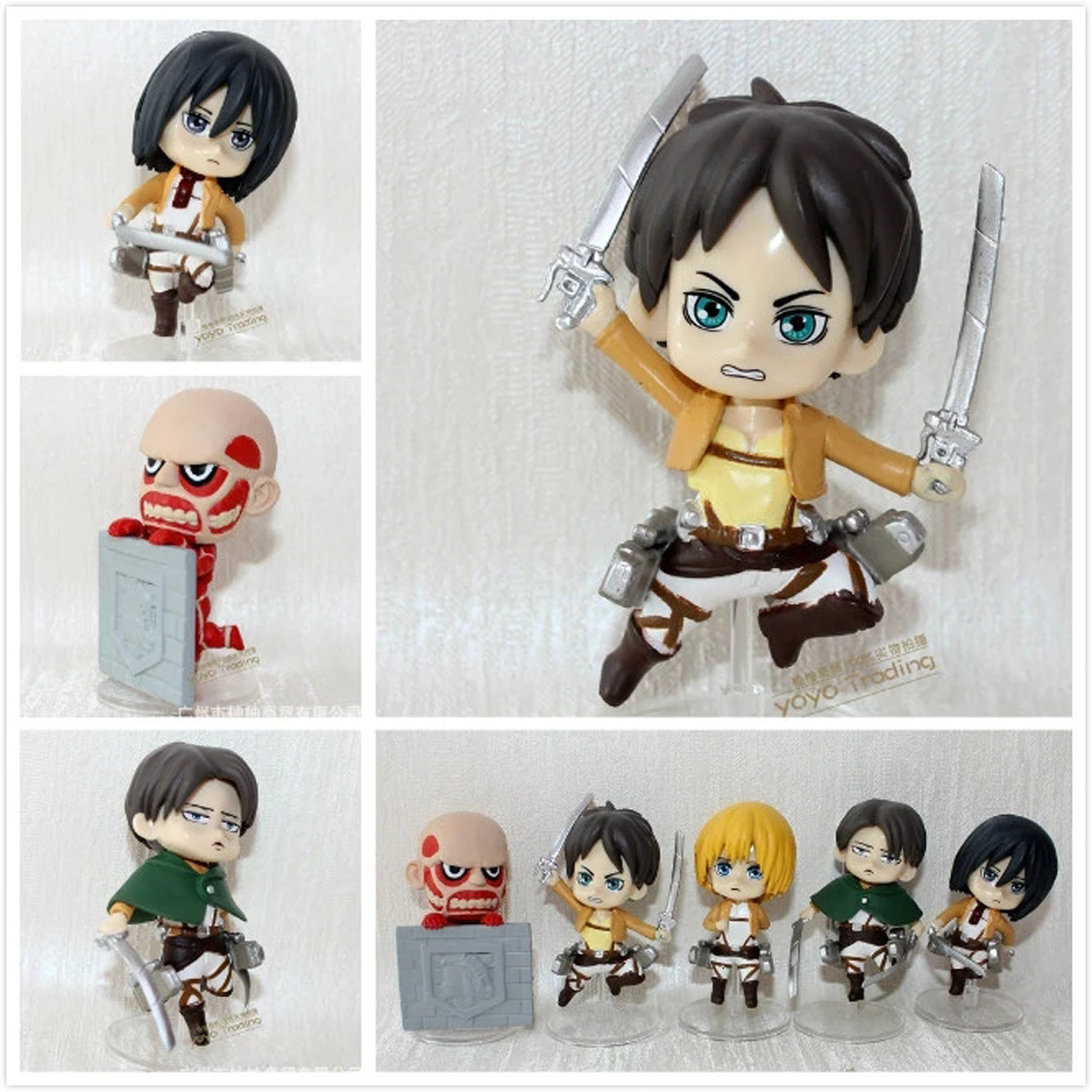 JENIFERDZ Kids Doll Attack on Titan Cute Mini Figure Toys Action Figure Anime Figures Dolls Armin PVC Rivaille for Gift Eren