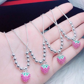 DÂY CHUYỀN DÂU TÂY LIỀN MẶT XINH XĂN CHO BÉ GÁI - [ CHUYÊN SỈ BẠC TA ]