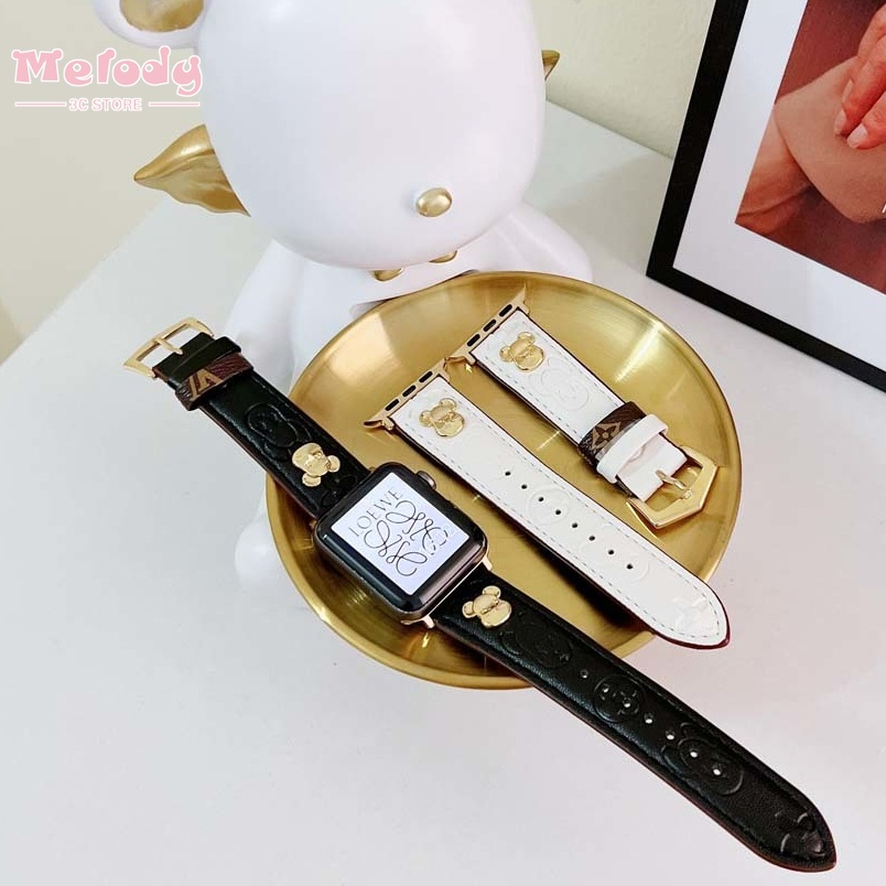 Dây Đeo Da Hình Gấu Thời Trang Cho Đồng Hồ Thông Minh apple watch series 7/6/5/SE 45/44/42/41/40/38mm