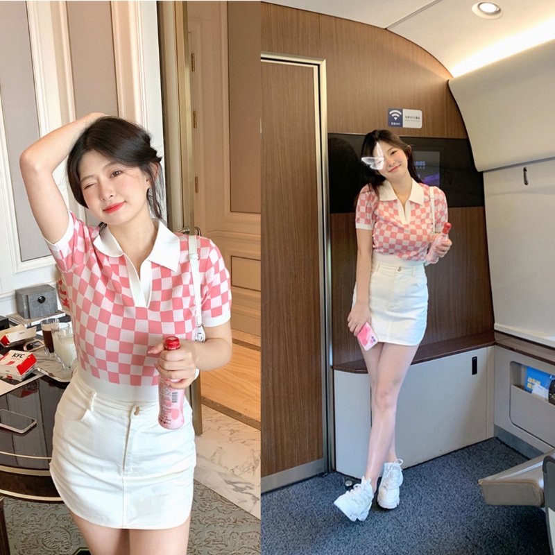 Áo Thun Nữ FORYOU Có Cổ Chất Len Dệt Kim 100% Polo Hàng Quảng Châu Cao Cấp Style Sành Điệu