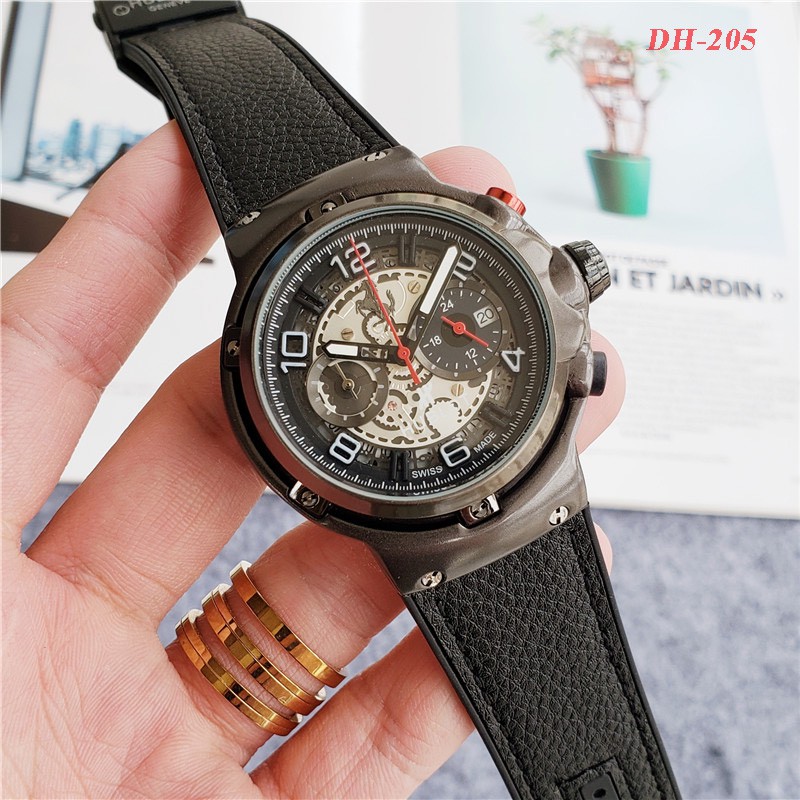 Đồng hồ nam Hulo mặt tròn kiểu dáng thể thao dây da chống nước cao cấp DH205 Shop114 | BigBuy360 - bigbuy360.vn