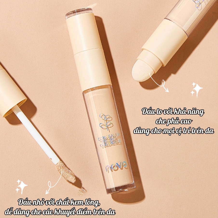 Che khuyết điểm NOVO hai đầu tiện lợi mỏng mịn tự nhiên Freely Erase Double Ended Concealer NOVO47