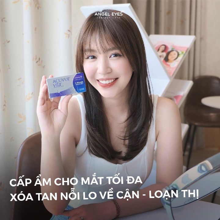 [Chính hãng] Lens trong suốt cận và cận - loạn 1 tháng Acuvue Vita của Mỹ độ cận 1-9 Angel Eyes phân phối chính hãng