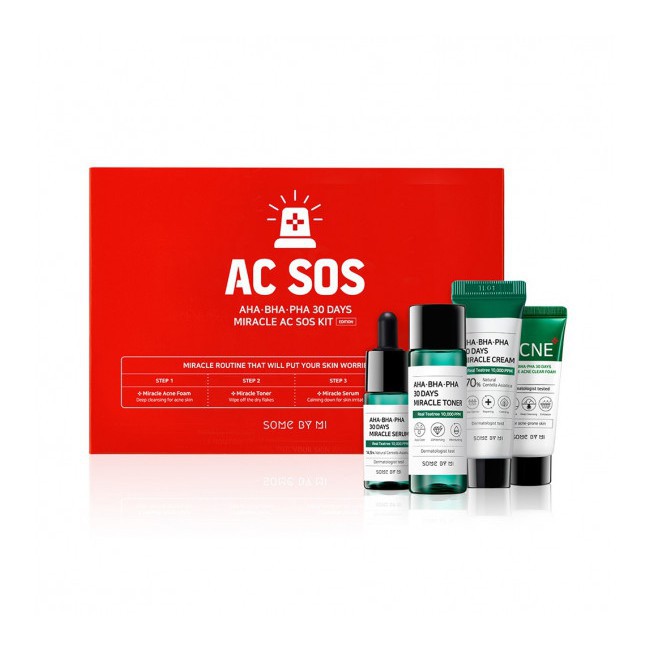 Bộ Kit Dành Cho Da Mụn Mụn Some By Mi AC SOS AHA BHA PHA 30 Days