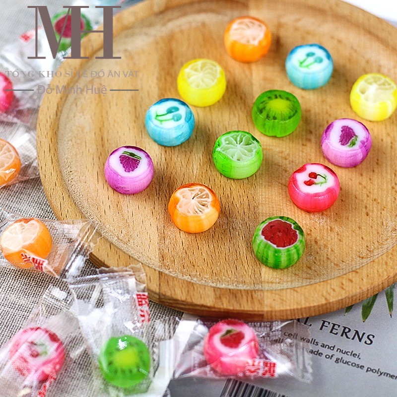 Combo 1000g Kẹo cứng hương trái cây tạo hình dễ thương và nhiều màu săc