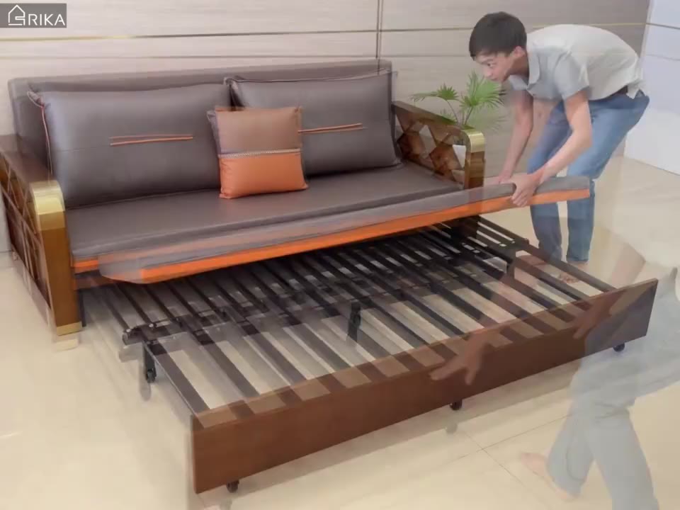 [Nhập Khẩu] Giường sofa đa năng ốp gỗ Sồi cao cấp. Ghế sofa giường có ngăn tủ để đồ. Nệm cao su non/xơ dừa cao cấp | BigBuy360 - bigbuy360.vn