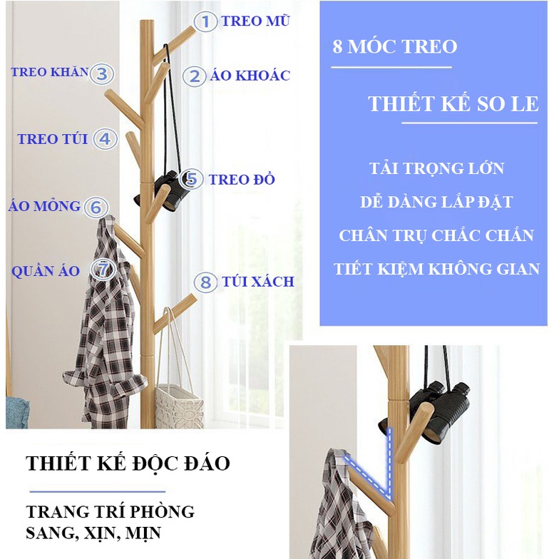 Cây Treo Quần Áo, Giá Treo Quần Áo Gỗ, Decor Phòng Phong Cách Vintage LEON OFFICIAL