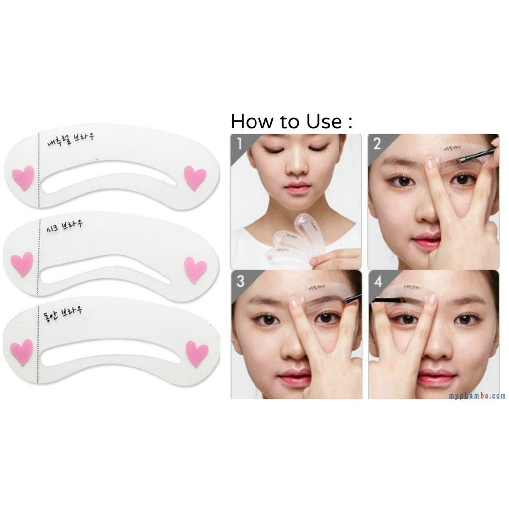 Set 3 Khuôn Kẻ Chân Mày Mini Brow Class 3 Dáng Khác Nhau Tiện Lợi