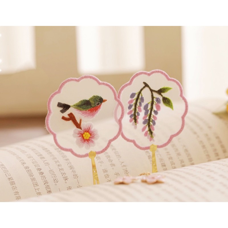 Bộ Kit nguyên liệu thêu Bookmark cổ phong xinh xắn quà tặng handmade đọc sách decor trang trí thủ công vintage lenmade