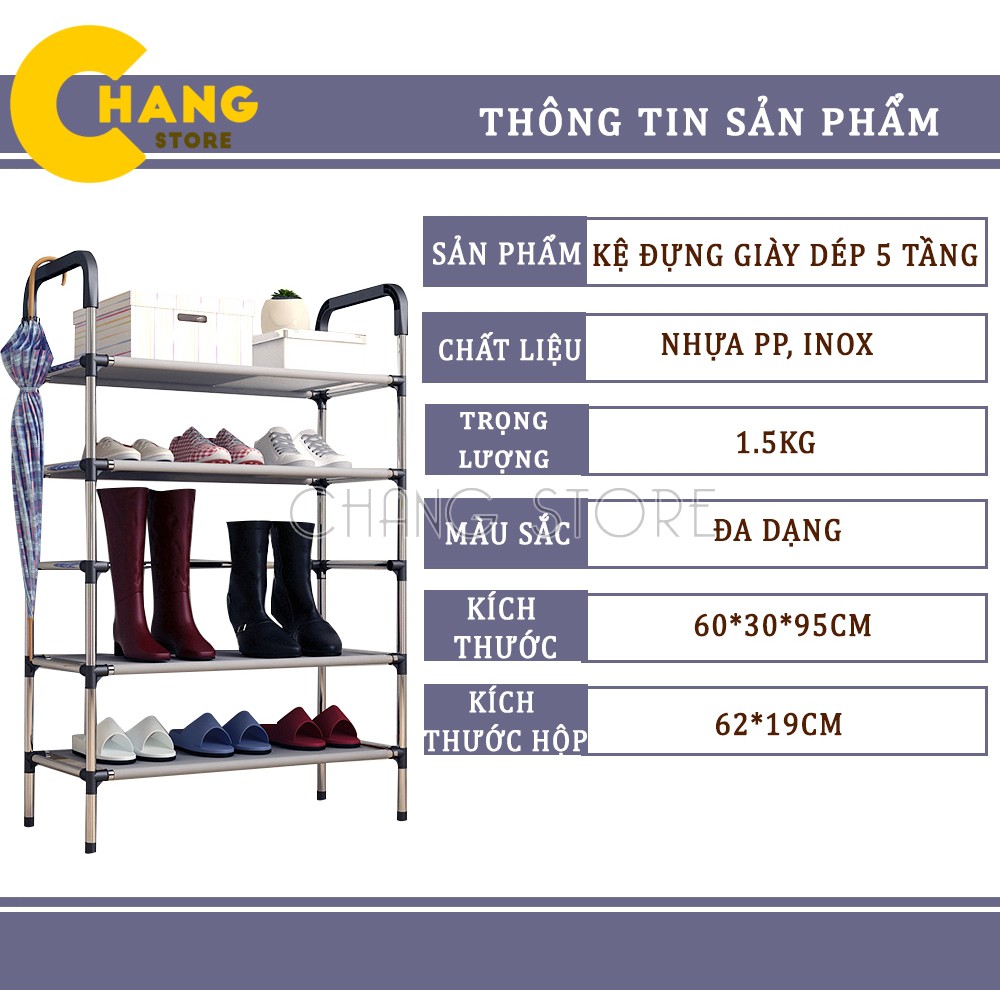 Kệ Giày Dép 5 Tầng Inox Siêu Chắc Chắn