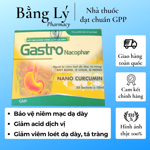 Gel dạ dày Gastro Nacophar chứa nghê, mật ong và thảo dược giúp giảm viêm loét dạ dày, acid dịch vị (Hộp 20 gói x 10ml)