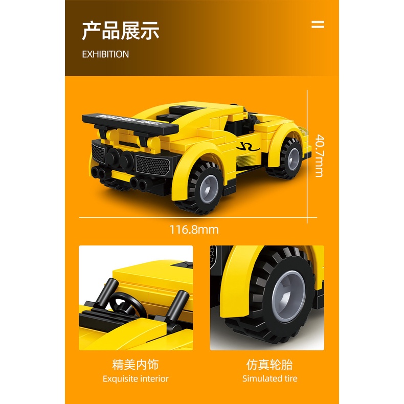 Đồ chơi lắp ráp mô hình xe đua kéo lưng nhỏ cho trẻ em