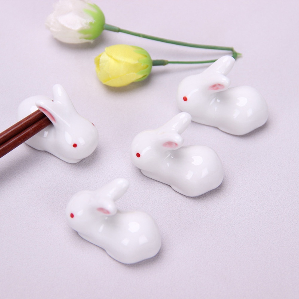 1 đế gác đũa bằng gốm hình thỏ trắng