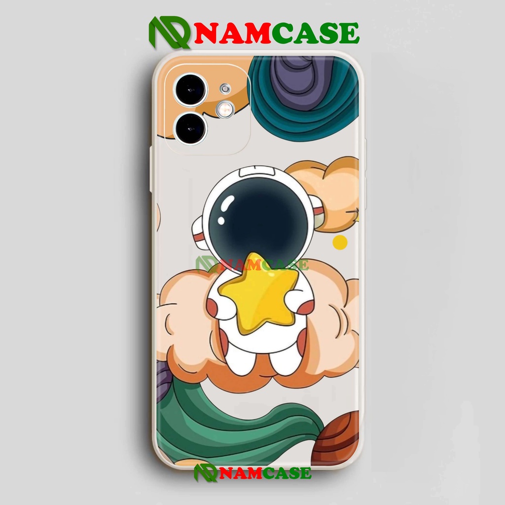 Ốp lưng iPhone phi hành gia cạnh viền vuông silicon dẻo cho iphone 6/6s/7/8/X/XS/XR/11/12/13 Pro Plus Max cute dễ thương