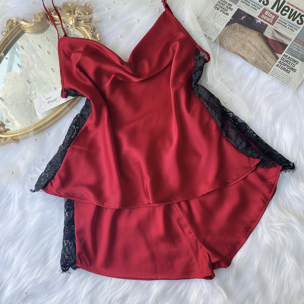 Q11.HCM [LL779] Bộ ngủ lụa satin Quảng Châu - váy ngủ quyến rũ - cô chủ nhỏ chuyên sỉ
