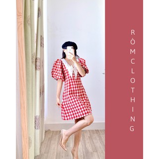 [SẴN] Đầm caro đỏ cổ bẻ peter siêu xinh