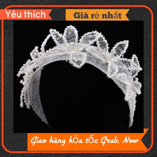 CÀI TÓC CÔ DÂU HÌNH HOA LƯỚI MÀU TRẮNG DỄ THƯƠNG