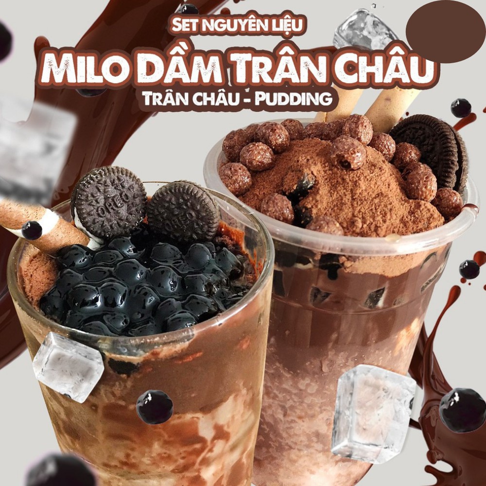 💖 Set Milo Dầm Trân Châu Pudding Trứng, Cacao 10-20 chén💥 Set 8 Vị Thạch Siêu Ngon💥+ Công Thức Dễ Làm Thành Công 100%