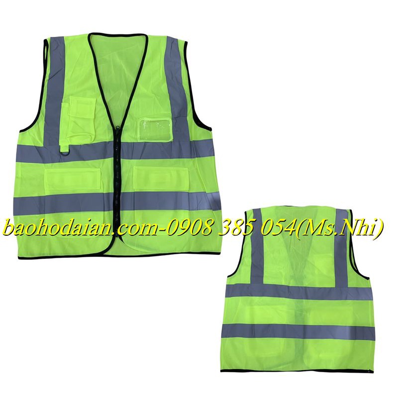 Áo lưới Phản Quang kiểu dán kèm 4 túi tiện dụng vải lưới thoát mát thấm hút mồ hôi- Hình thật