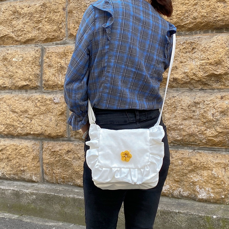 Túi xách IELGY vải canvas phối ren phong cách Nhật Bản thời trang dành cho nữ