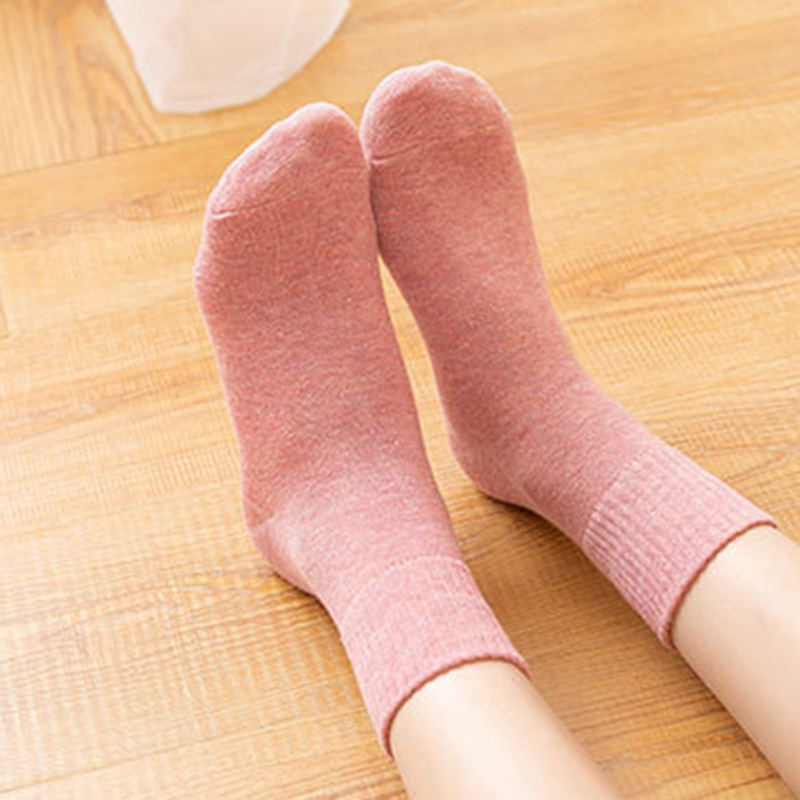 Tất cotton 100% màu trơn phong cách thời trang thu đông