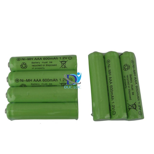 Combo 4 viên pin đũa sạc lại, pin AAA 600mAh 1,2V NI-CD Nimh