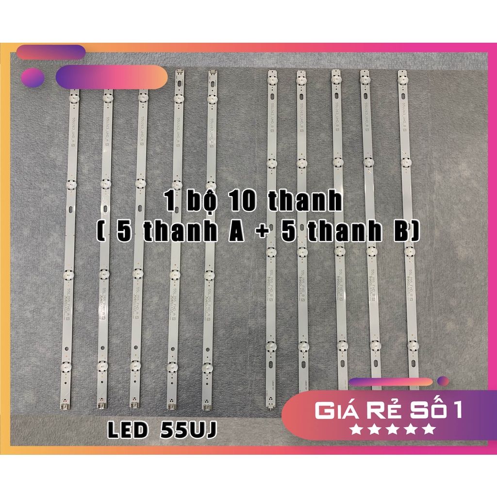 Thanh LED Tivi LG 55UJ - Lắp zin tivi LG 55UJ632,55LJ550  - 1 bộ 10 thanh  LED mới 100% nhà máy