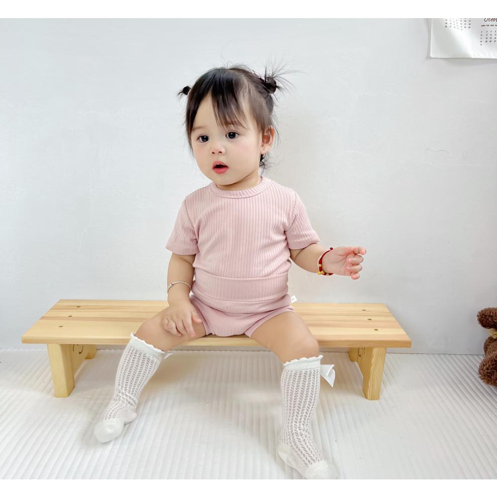 Bộ Quần Áo Cộc Thun Tăm KYS+ cho bé Trai bé Gái - Chất Liệu Cotton Tăm dày dặn chắc chắn (Size từ 6 - 24 Tháng) BR01