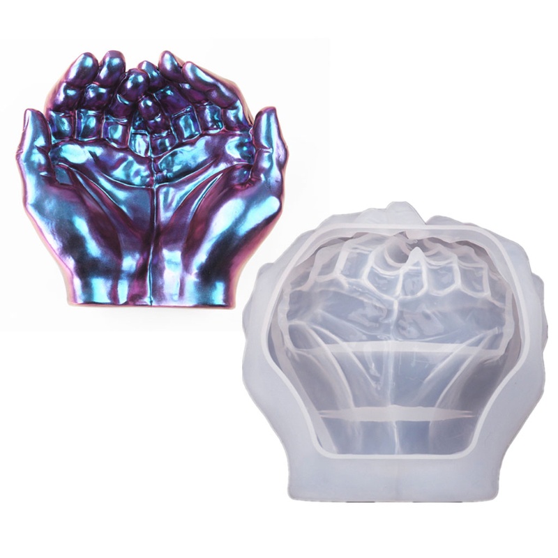 Khuôn silicon đổ nhựa epoxy resin hình bàn tay nâng niu trái tim dễ thương xinh xắn sử dụng trang trí chất lượng cao