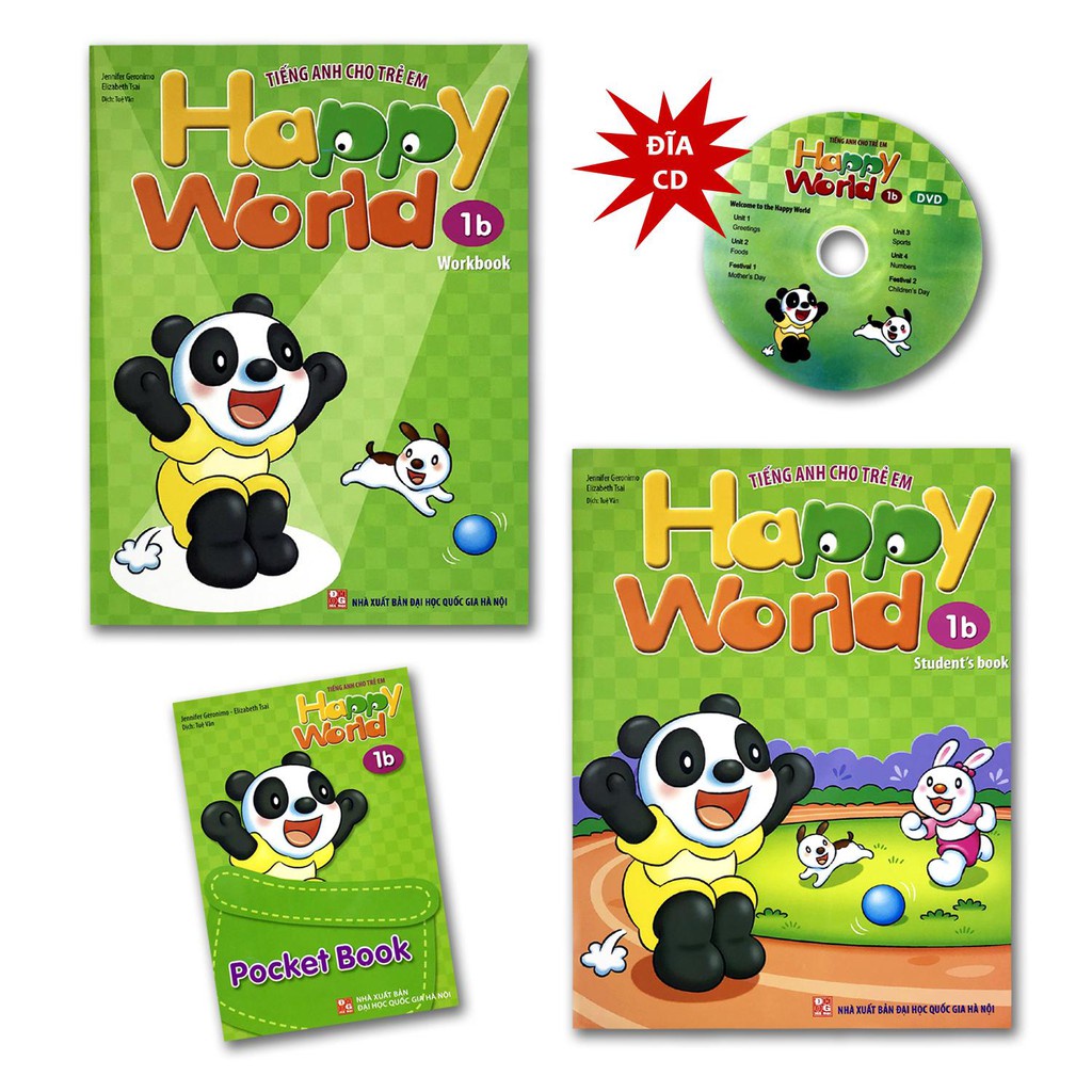 Sách - Happy World - Tiếng Anh Cho Trẻ Em - 1b (Bộ 2 quyển, 1 sổ tay, 1 đĩa DVD)