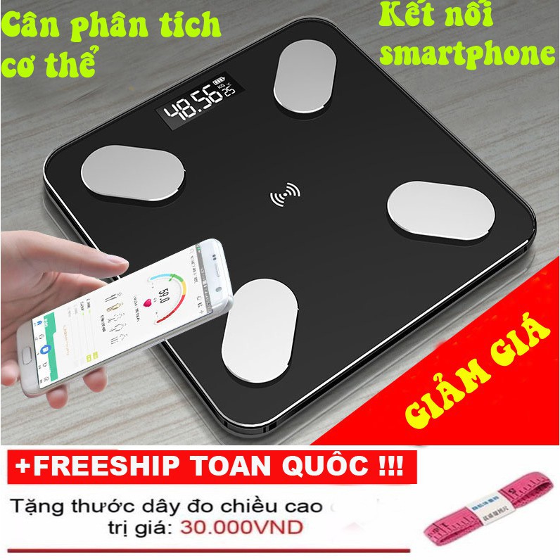 Cân điện tử sức khoẻ mi ni, kết nối bluetooth theo dõi 12 chỉ số cơ thể