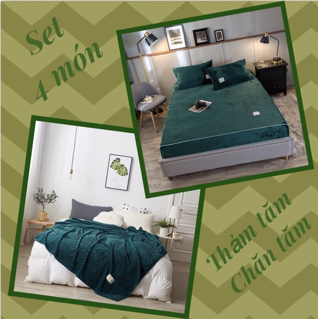 Sét 4 món toàn bộ là nỉ nhung tăm loại1 dày đẹp