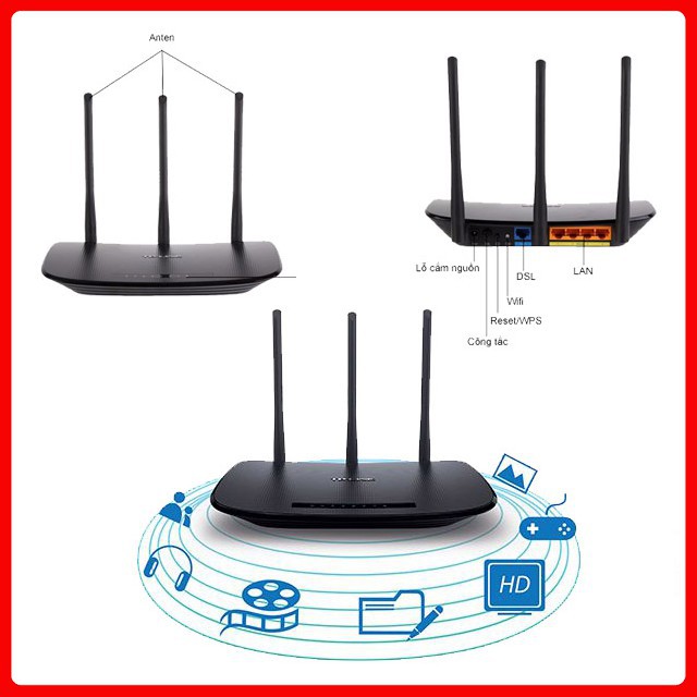 Bộ phát WiFi TPlink WR 940N 450Mbps - 3 Anten- Hàng Chính Hãng 100%, Bảo Hành 24 tháng