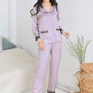 Bộ Pijama lụa satin dài tay
