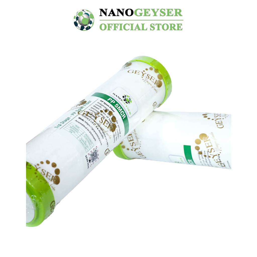 Bộ 3 lõi lọc nước 123 dùng cho các dòng máy RO, PP 5MCR, GAC, PP 1MCR Nano Geyser