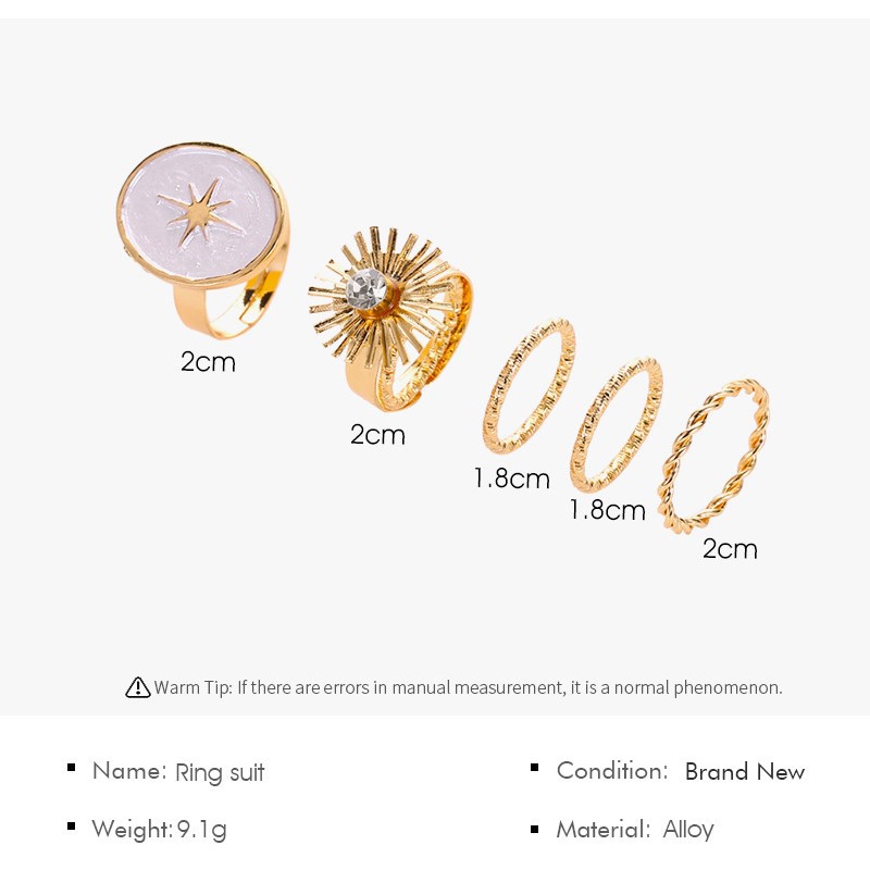 Set 5 Nhẫn Đeo Khớp Ngón Tay Thời Trang Cho Nữ