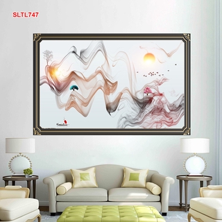 Tranh dán tường 3d sơn thuỷ nghệ thuật sltl747 - tranh sơn thuỷ hữu tình - yan shop