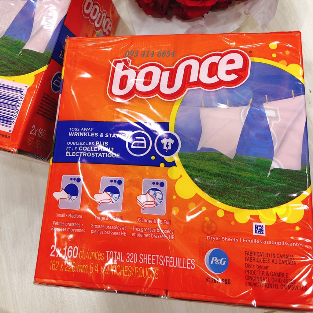 Giấy Thơm Quần Áo Bounce LOẠI 160 TỜ CỦA Mỹ