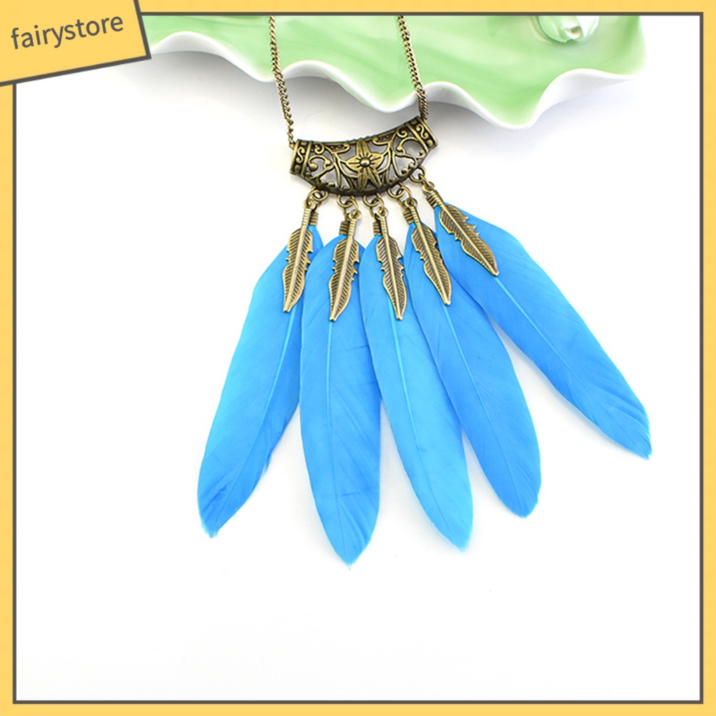 Dây Chuyền Nữ Mặt Lông Vũ Phong Cách Boho Cổ Điển