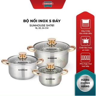 Bộ nồi Sunhouse 5 đáy