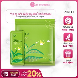 Túi 15 gói mặt nạ ngủ trà xanh Matcha Sleeping Face Mask LaiKou thải độc dưỡng ẩm sáng da hàng nội địa Trung