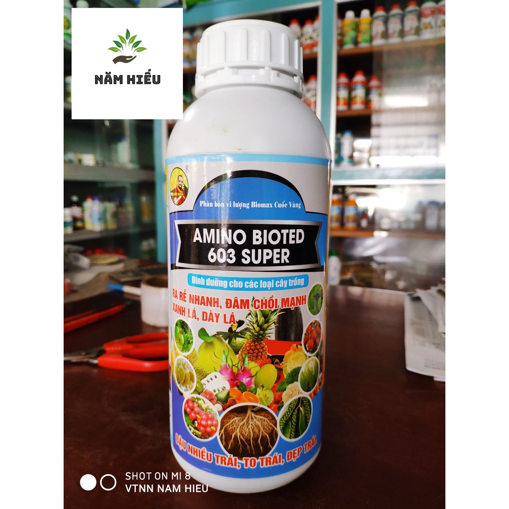 AMINO BIOTED 603 SUPER 1L Phân bón lá hữu cơ vi sinh  - Ra rễ nhanh, đâm chồi mạnh, xanh la, dày lá