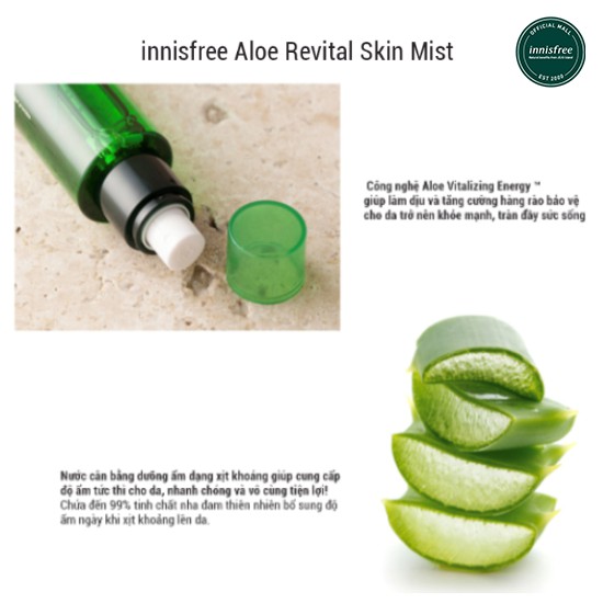 [Mã FMCGMALL -8% đơn 250K] Xịt khoáng dưỡng ẩm nha đam innisfree Aloe Revital Skin Mist | BigBuy360 - bigbuy360.vn