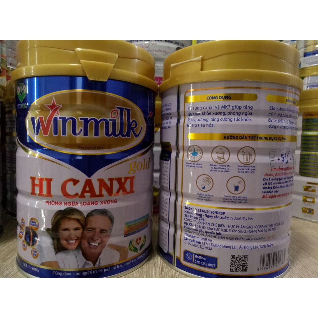 Sữa hi-canxi dành cho người già loãng xương, người bị tiểu đường - Sữa bột winmilk hi canxi 900g