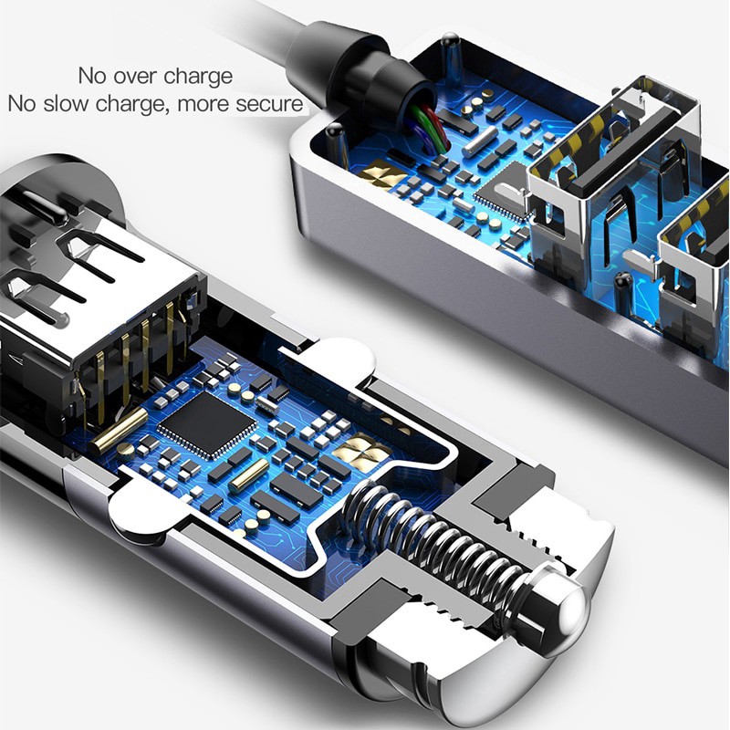 ❍∏Cục Sạc Nhanh Baseus 4 Cổng Usb 5v 5.5a Cho Xe Hơi