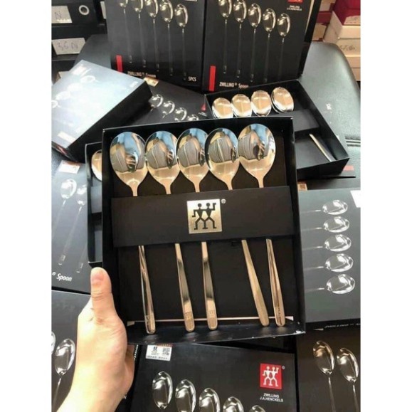 SET 5 THÌA CAO CẤP CÁN DÀI SANG TRỌNG. SET THÌA ĐỨC HÀNG ĐẸP