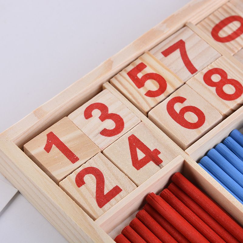 Đồ chơi toán học bộ que tính + số+ dấu bằng gỗ cơ bản phát triển trí tuệ cho bé