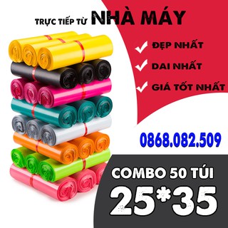 [SIÊU DAI] 50 Túi Đóng Hàng Quần Áo Có Sẵn Băng Keo Tự Dính Gói Hàng Siêu Nhanh  Size 25x35