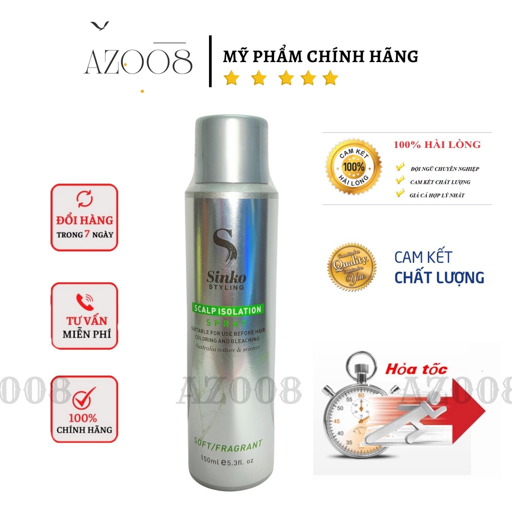 chai xịt chống rát xót da đầu hỗ trợ thuốc nhuộm tóc an toàn Sinko 150ml AZ008
