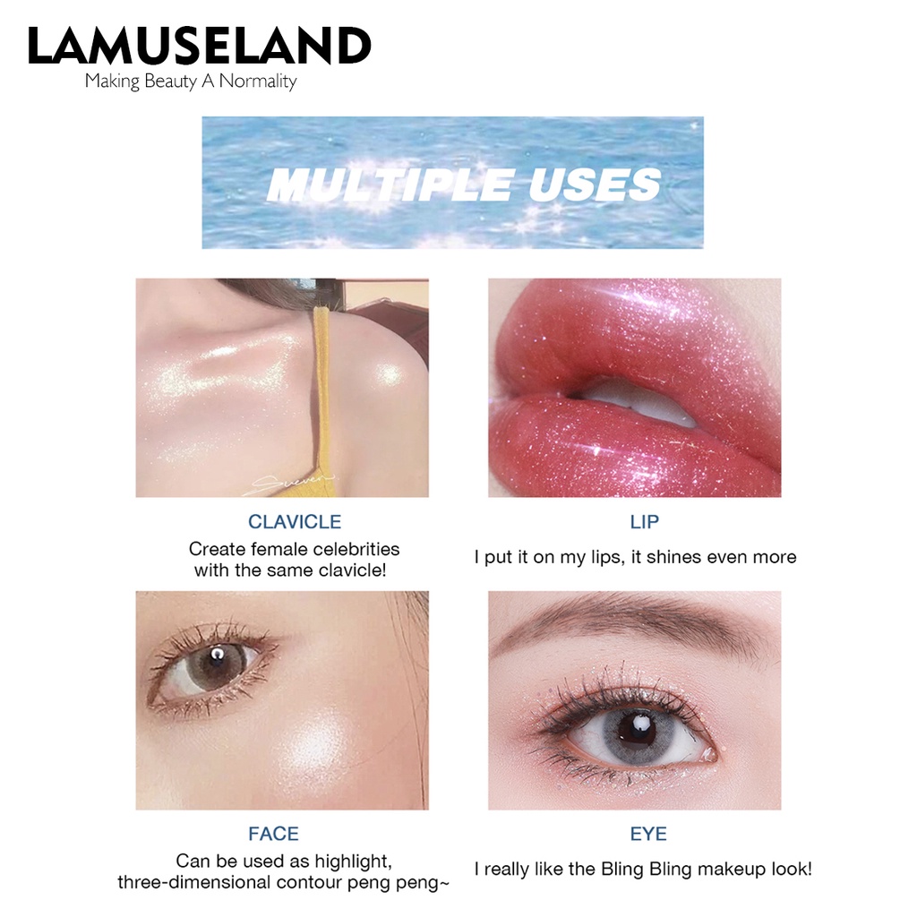 Phấn mắt LAMUSELAND LA4004 dạng lỏng 8 màu nhũ lựa chọn lấp lánh 3.5g